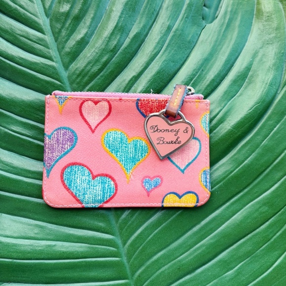 Vintage Rooney & Bourke Hearts Black Barrel Satchel + Pink Hearts Card/Coin Purs - Picture 10 of 12